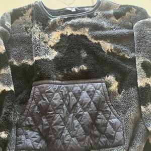 JoyLab Black, Gray and Tan camouflage Sherpa Sweatshirt
